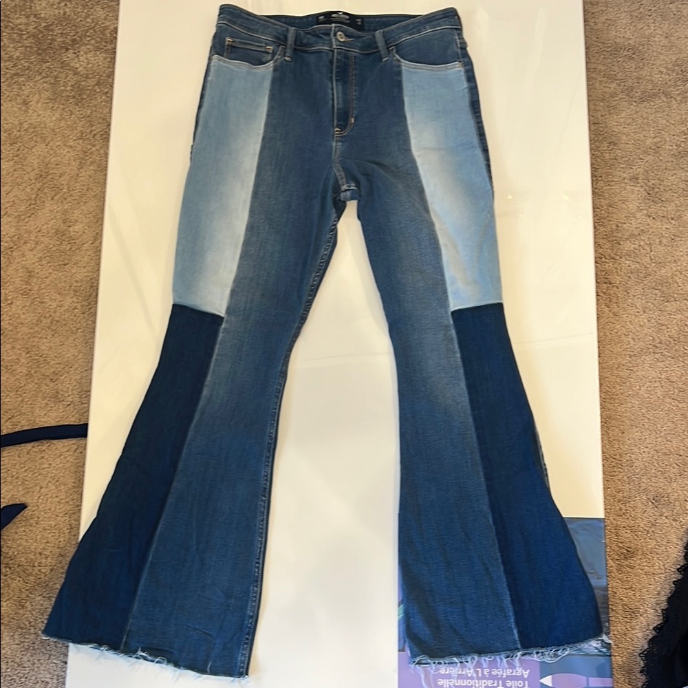 Hollister Women's Flare Jeans in Dual Blue Tones